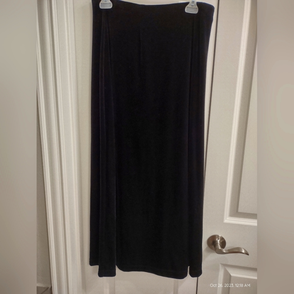Black Long Velvet Skirt with elastic waist band.